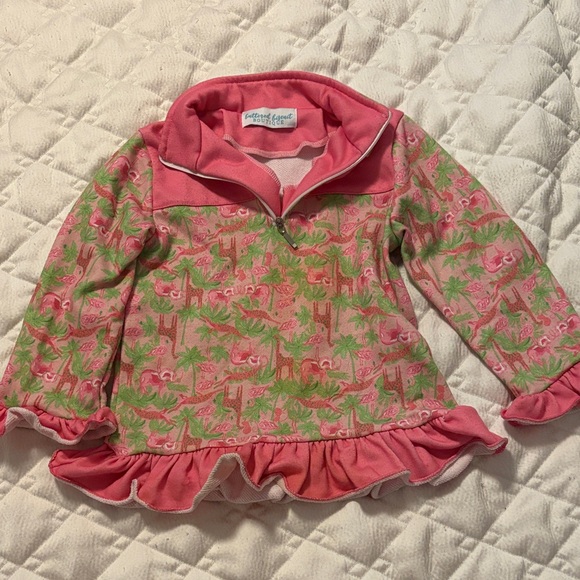 Other - 2t Pink and Green Ruffled lilly Pulitzer inspired Pullover